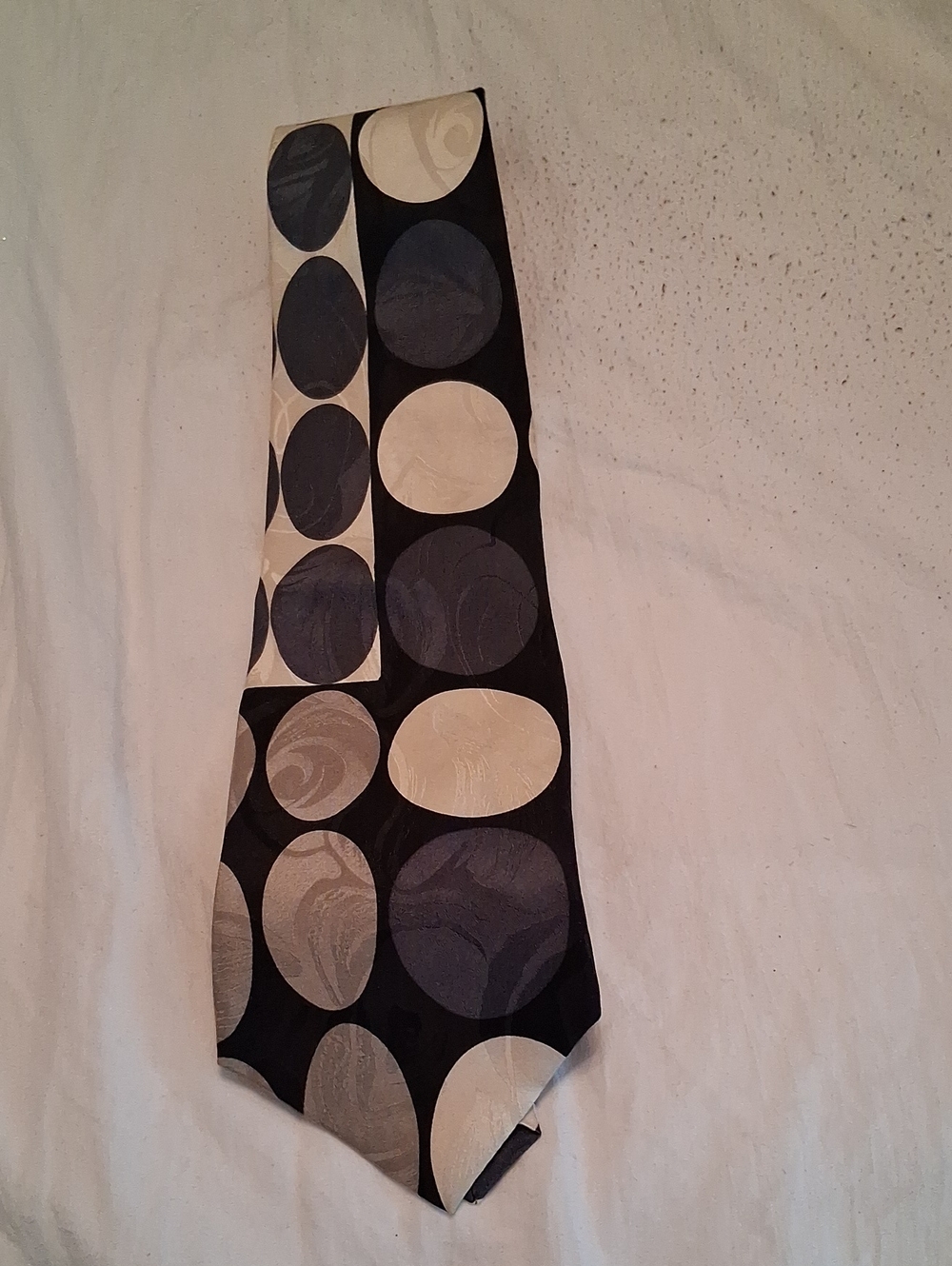 Vintage Anthony Richards Black and Cream Large Polka Dot Men's Tie